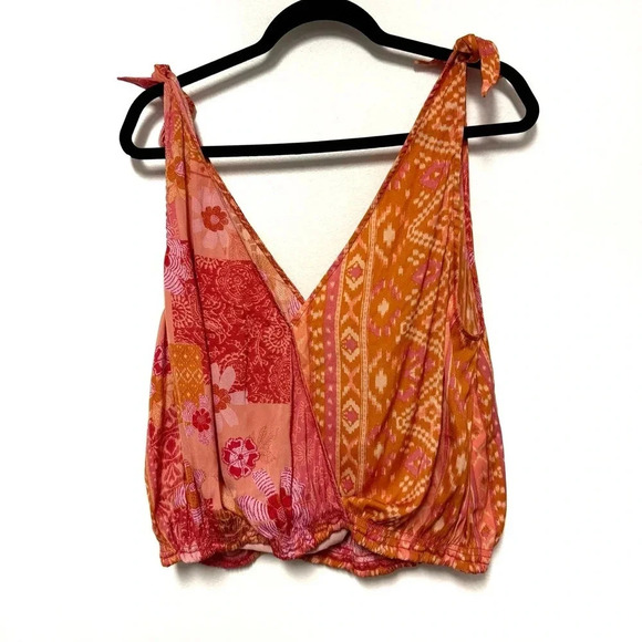 NWOT Free People Tied To You Tank - Paisley Floral Cropped Blouse - Tie Strap - Picture 6 of 7
